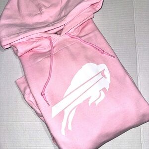 Pink Hoodie with White Bills Graphic